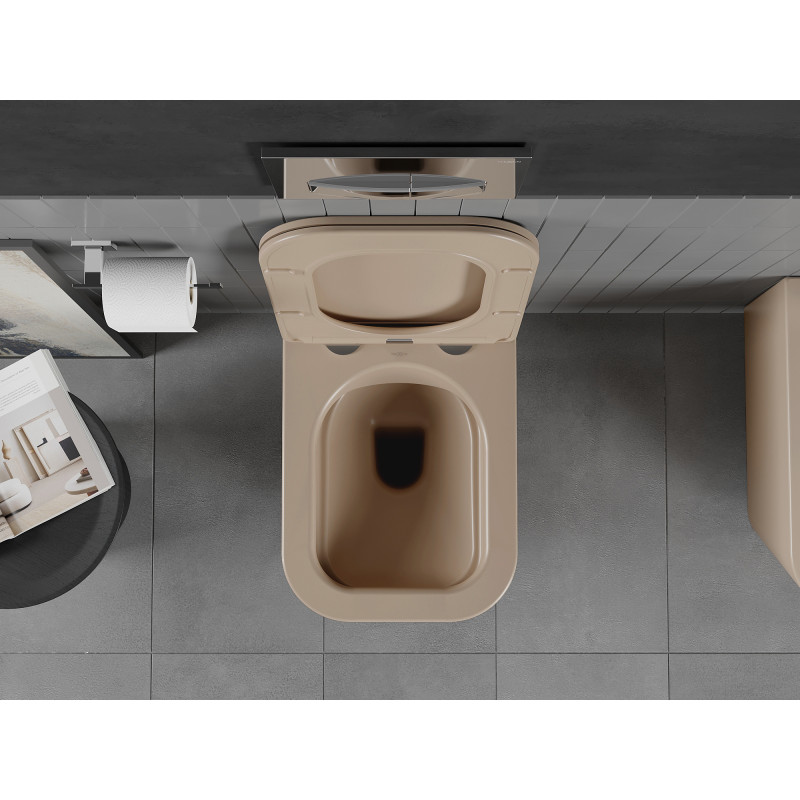 Mexen Teo Rimless WC bowl with slim soft-close seat, duroplast, matte cappuccino - 30854064