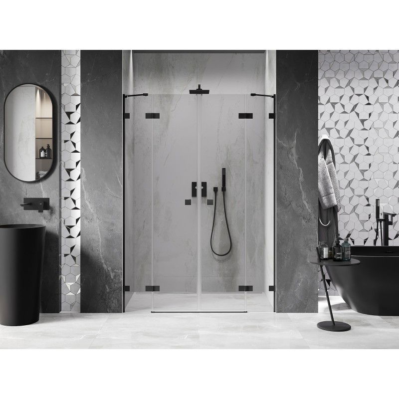 Mexen Lunar Duo 150 cm Bifold Shower Door, Transparent, Black - 834D-150-000-70-00