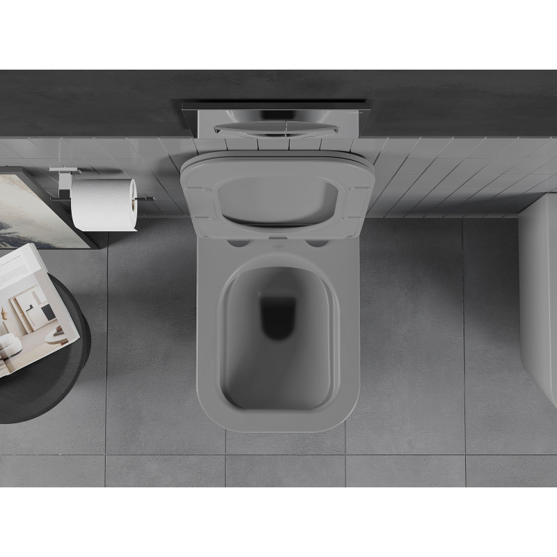Mexen Teo Rimless Toilet Bowl with Soft-Close Slim Seat, Duroplast, Light Gray Matte - 30854061