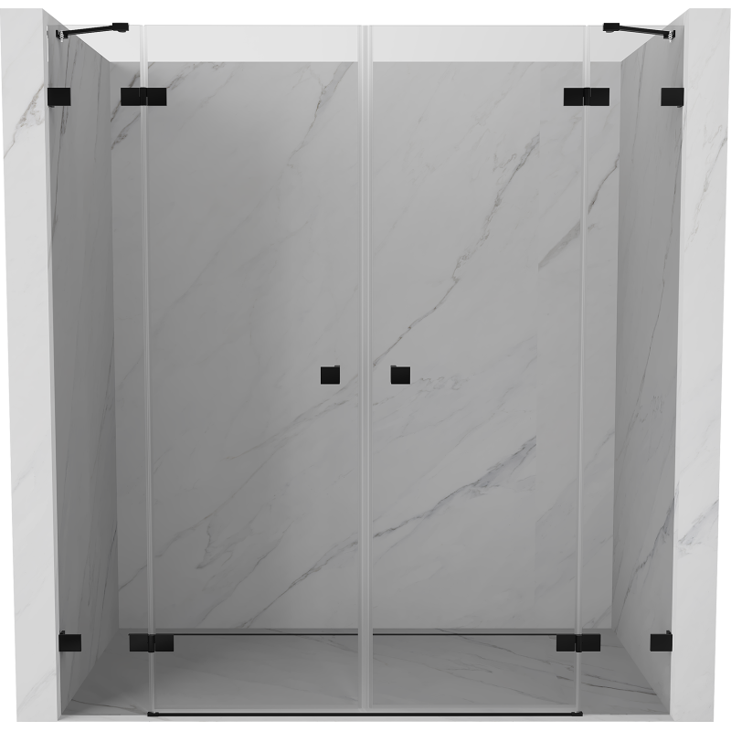 Mexen Lunar Duo hinged shower door 170 cm, transparent, black - 834D-170-000-70-00