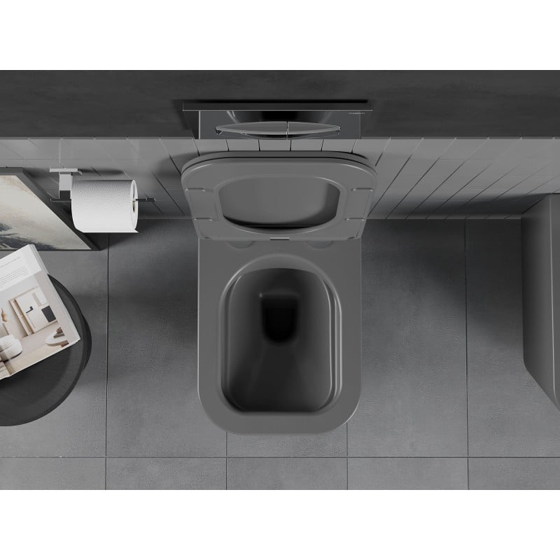 Mexen Teo Rimless Toilet Bowl with Soft-Close Slim Seat, Duroplast, Dark Grey Matte - 30854071