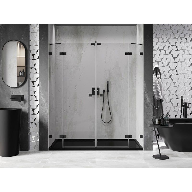 Mexen Lunar Duo Swing Shower Door 180 cm, Transparent, Black - 834D-180-000-70-00