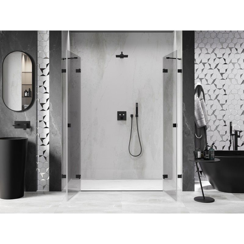 Mexen Lunar Duo Swing Shower Door 180 cm, Transparent, Black - 834D-180-000-70-00
