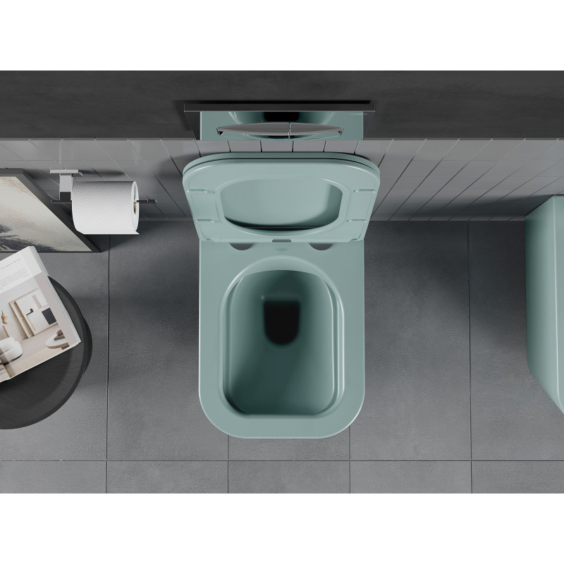 Mexen Teo Rimless WC Bowl with Slim Soft-Close Seat, Duroplast, Light Matte Green - 30854048