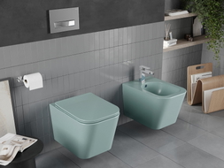 Mexen Teo Rimless WC Bowl with Slim Soft-Close Seat, Duroplast, Light Matte Green - 30854048