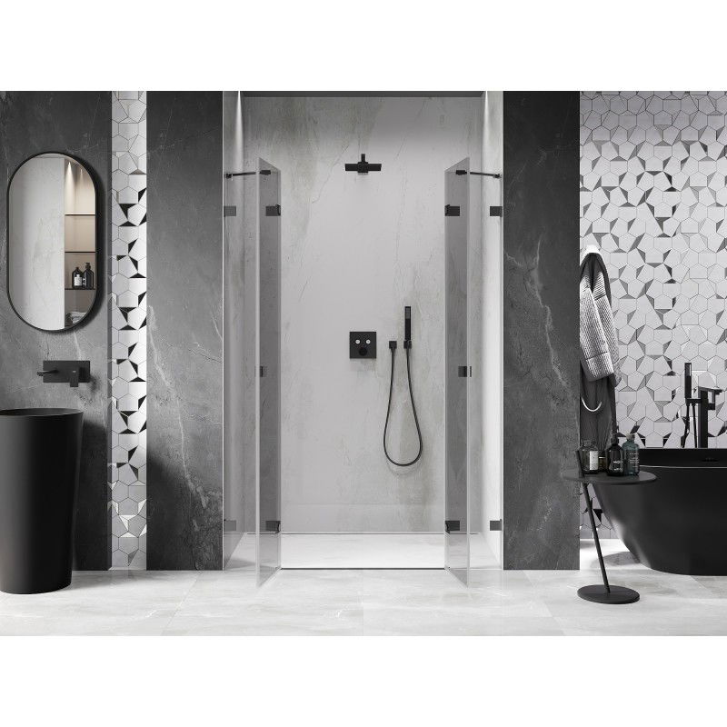 Mexen Lunar Duo shower door, pivot 150 cm, transparent, gun metal - 834D-150-000-95-00