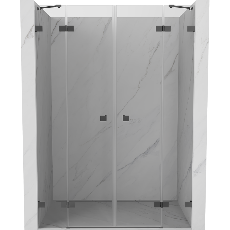 Mexen Lunar Duo shower door, pivot 150 cm, transparent, gun metal - 834D-150-000-95-00