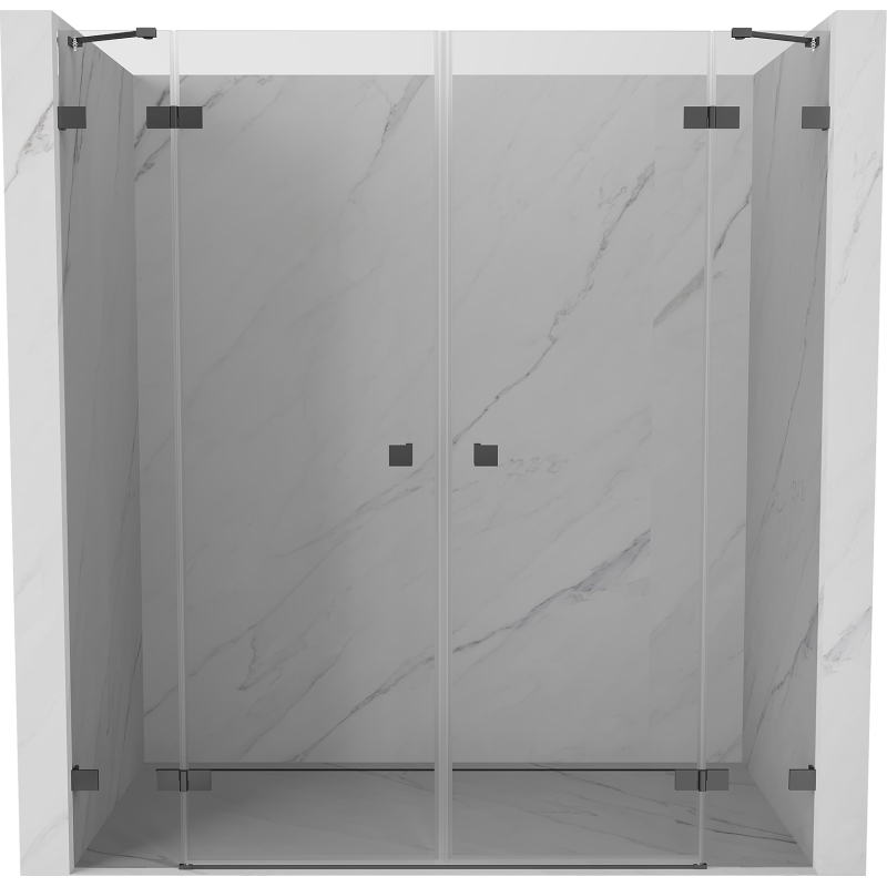 Mexen Lunar Duo Shower Doors Swing 170 cm, Transparent, Gun Metal - 834D-170-000-95-00