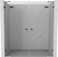 Mexen Lunar Duo 200 cm Hinged Shower Doors, Transparent, Gun Metal - 834D-200-000-95-00