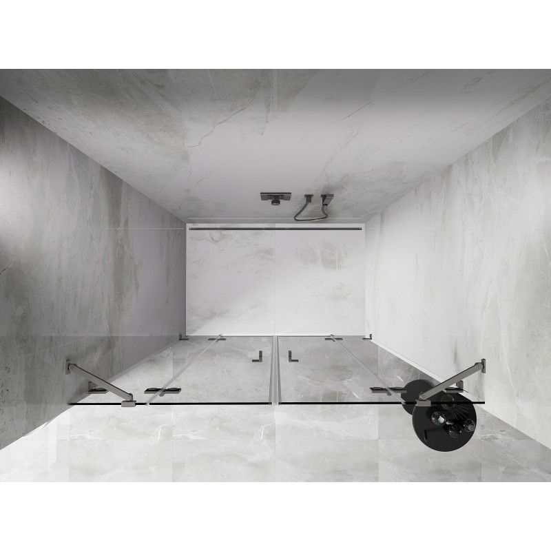 Mexen Lunar Duo hinged shower doors 140 cm, transparent, brushed nickel - 834D-140-000-97-00