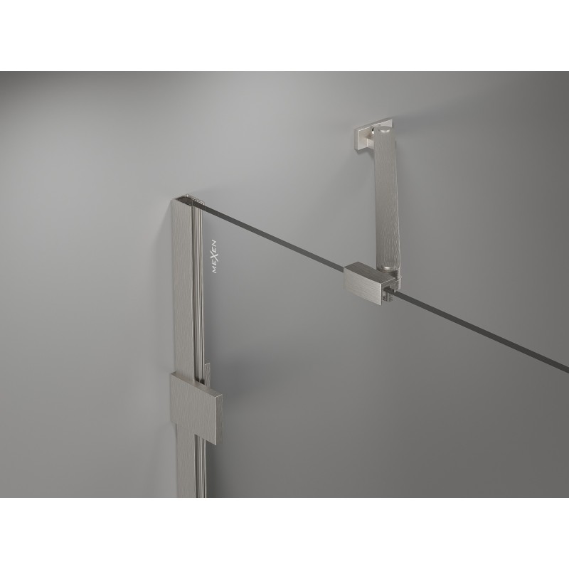 Mexen Lunar Duo hinged shower doors 140 cm, transparent, brushed nickel - 834D-140-000-97-00