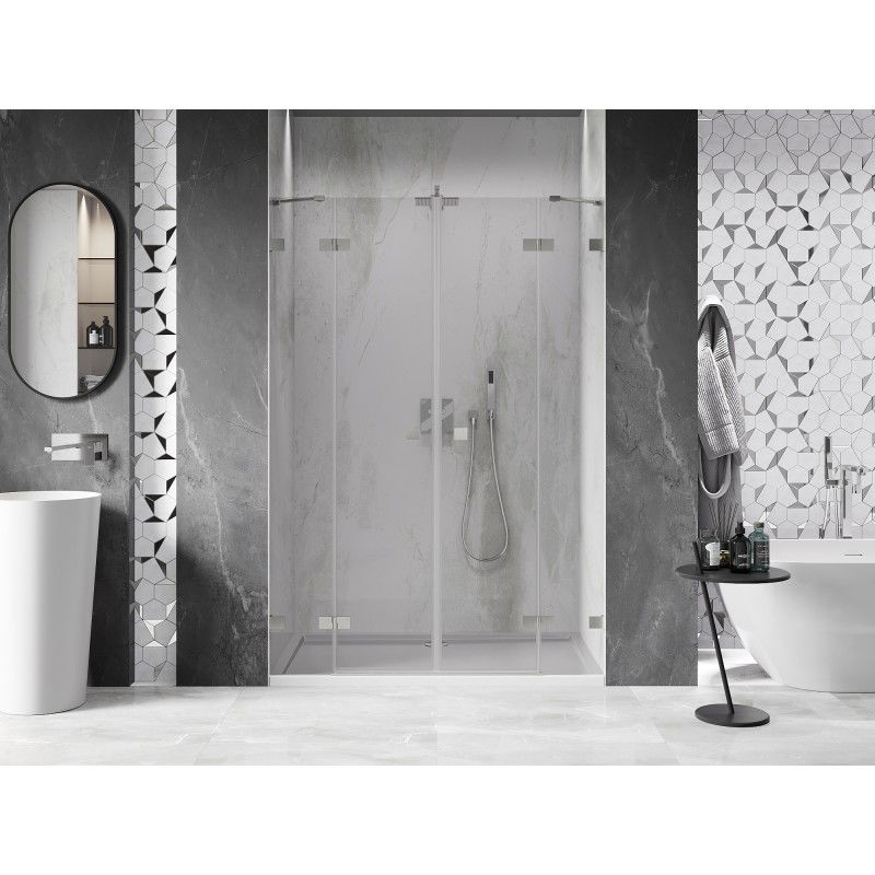 Mexen Lunar Duo Shower Doors Hinged 150 cm, Transparent, Brushed Nickel - 834D-150-000-97-00