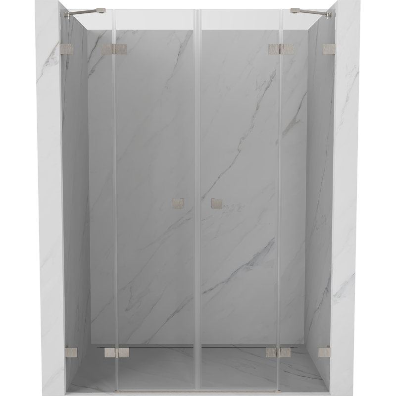 Mexen Lunar Duo Shower Doors Hinged 150 cm, Transparent, Brushed Nickel - 834D-150-000-97-00