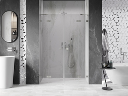 Mexen Lunar Duo Swing Shower Doors 160 cm, Transparent, Brushed Nickel - 834D-160-000-97-00
