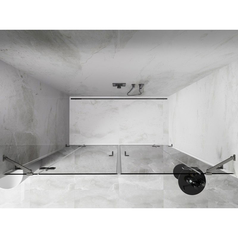 Mexen Lunar Duo 180 cm Hinged Shower Doors, Transparent, Brushed Nickel - 834D-180-000-97-00