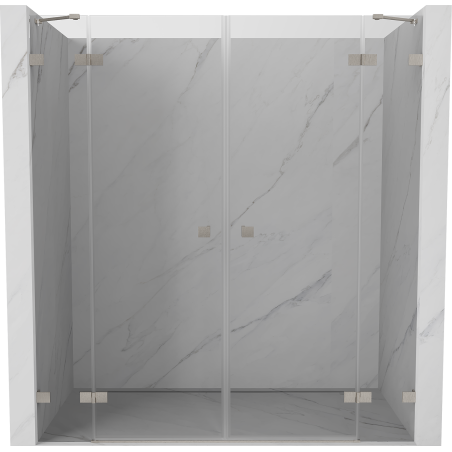 Mexen Lunar Duo 190 cm Hinged Shower Door, Transparent, Brushed Nickel - 834D-190-000-97-00