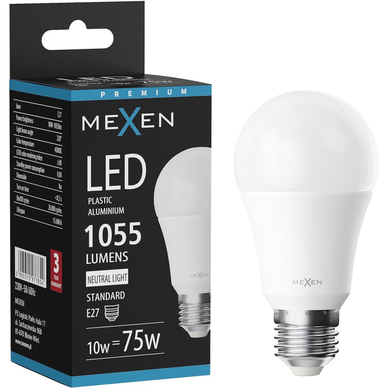 Mexen Nova LED Bulb E27, A60, 10W, Neutral - 4000K, 1055 lm - L100-E27-1040-01