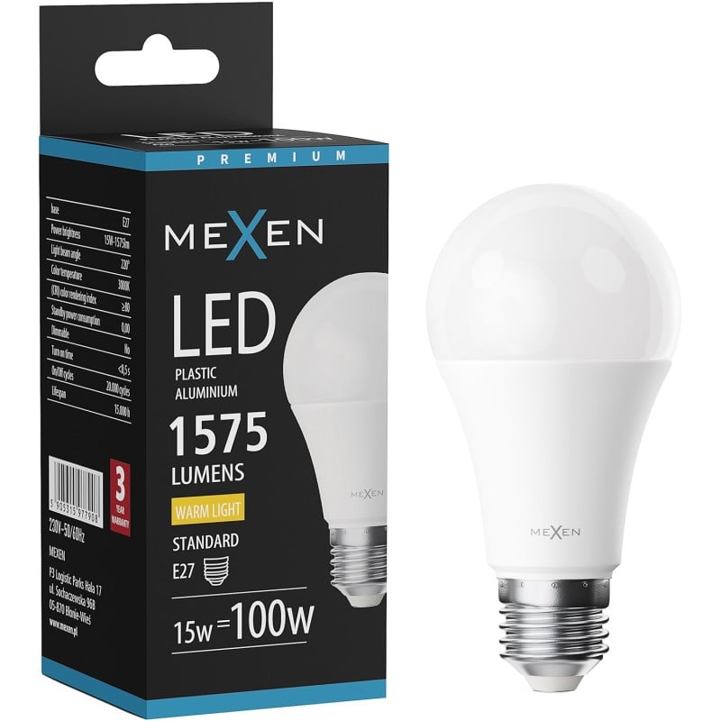 Mexen Nova LED Bulb E27, A60, 15W, Warm - 3000K, 1575 lm - L100-E27-1530-01