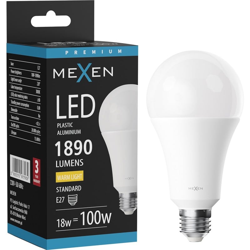 Mexen Nova LED Bulb E27, A70, 18W, Warm - 3000K, 1890 lm - L100-E27-1830-01