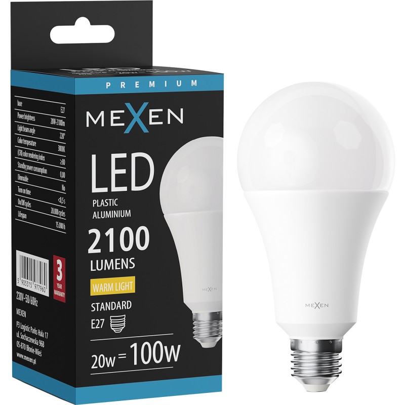 Mexen Nova LED Bulb E27, A70, 20W, Warm - 3000K, 2100 lm - L100-E27-2030-01