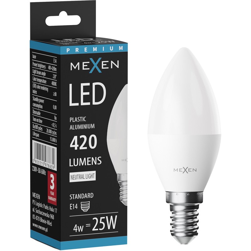 Mexen Nova LED Bulb E14, C37, 4W, Neutral - 4000K, 420 lm - L102-E14-0440-01