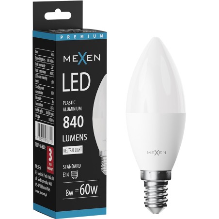 Mexen Nova LED Bulb E14, C37, 8W, Neutral - 4000K, 840 lm - L102-E14-0840-01