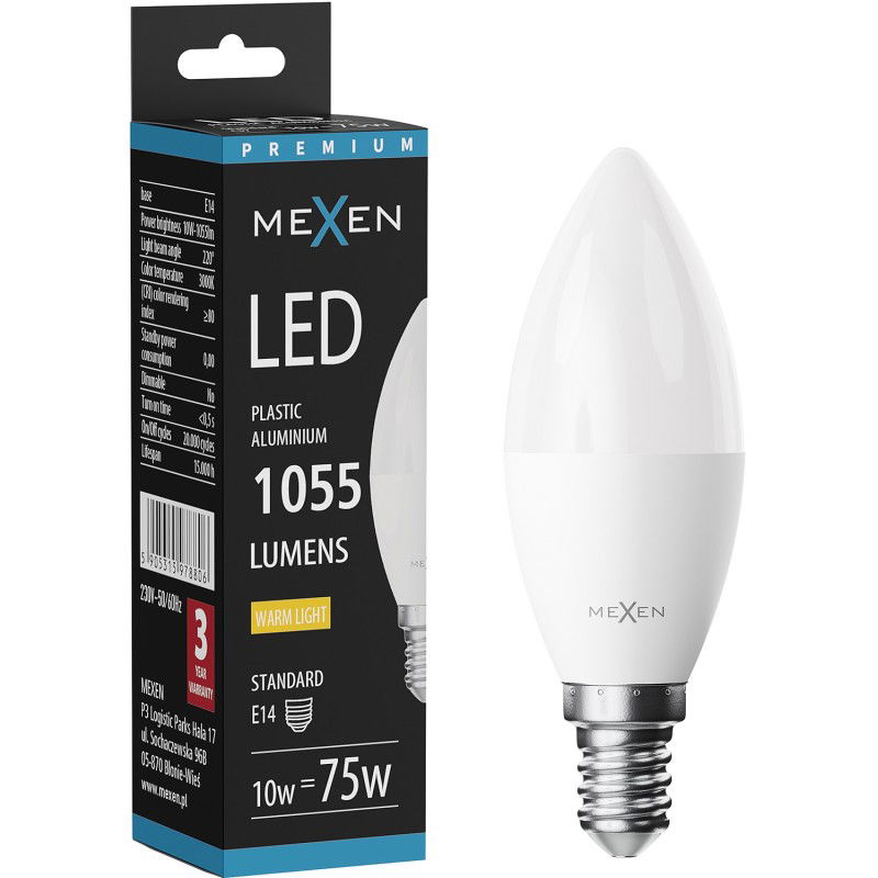 Mexen Nova LED Bulb E14, C37, 10W, Warm - 3000K, 1055 lm - L102-E14-1030-01