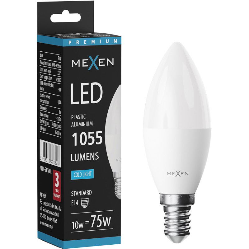 Mexen Nova LED Bulb E14, C37, 10W, Cool - 6500K, 1055 lm - L102-E14-1065-01
