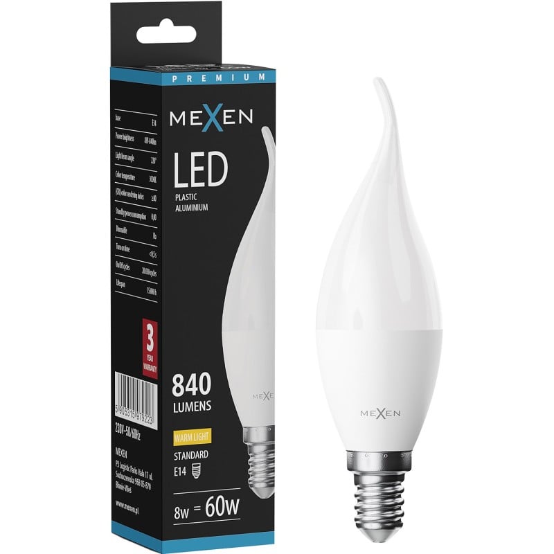 Mexen Nova LED Bulb Flame E14, C37, 8W, Warm - 3000K, 840 lm - L106-E14-0830-01