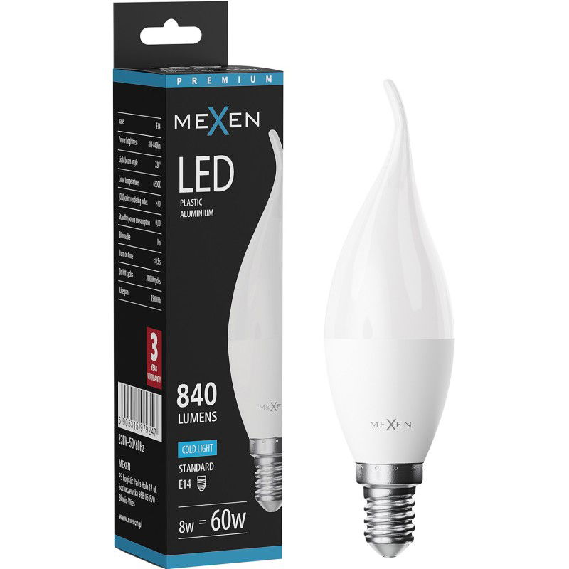 Mexen Nova LED Bulb Flame E14, C37, 8W, Cold - 6500K, 840 lm - L106-E14-0865-01