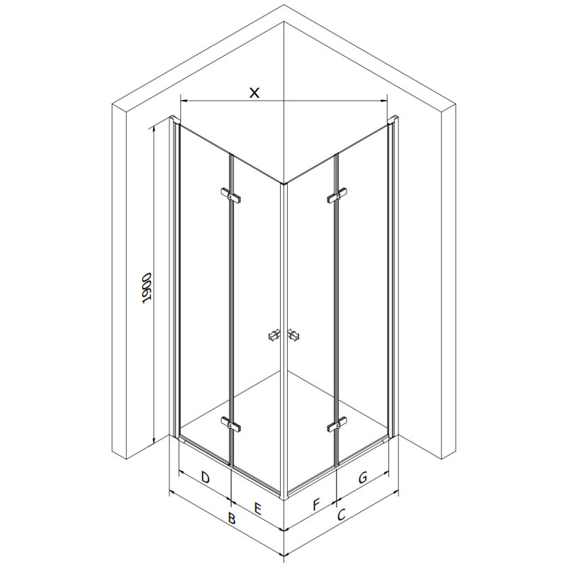Mexen Lima Duo Foldable Shower Cabin 90 x 80 cm, Transparent, Chrome - 856-090-080-02-00