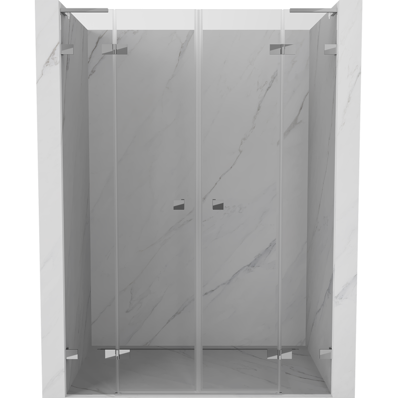 Mexen Lunar L Duo 150 cm Hinged Shower Door, Transparent, Chrome - 834DL-150-000-01-00