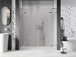 Mexen Lunar L Duo pivot shower doors 170 cm, transparent, chrome - 834DL-170-000-01-00