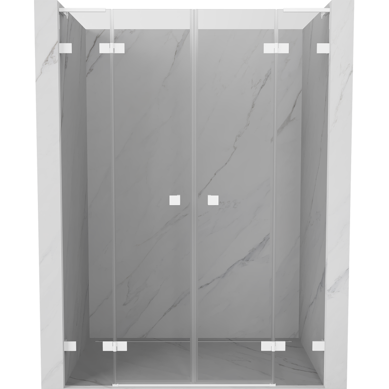 Mexen Lunar L Duo 140 cm Hinged Shower Door, Transparent, White - 834DL-140-000-20-00