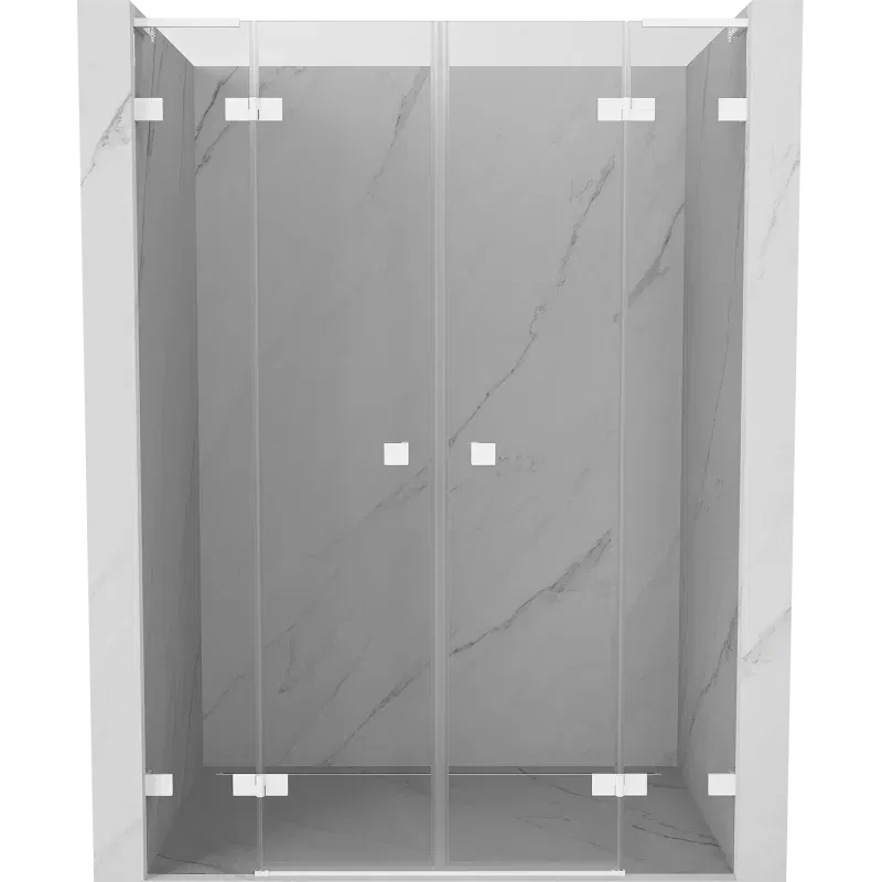 Mexen Lunar L Duo hinged shower doors 150 cm, transparent, white - 834DL-150-000-20-00