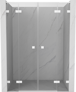 Mexen Lunar L Duo hinged shower doors 150 cm, transparent, white - 834DL-150-000-20-00