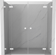 Mexen Lunar L Duo Shower Doors, Swing-Open 170 cm, Transparent, White - 834DL-170-000-20-00
