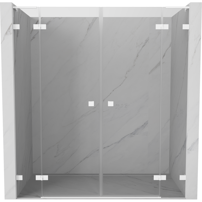 Mexen Lunar L Duo 180 cm Hinged Shower Doors, Transparent, White - 834DL-180-000-20-00