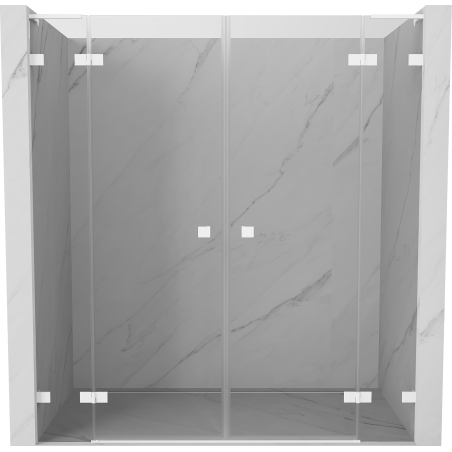 Mexen Lunar L Duo 180 cm Hinged Shower Doors, Transparent, White - 834DL-180-000-20-00