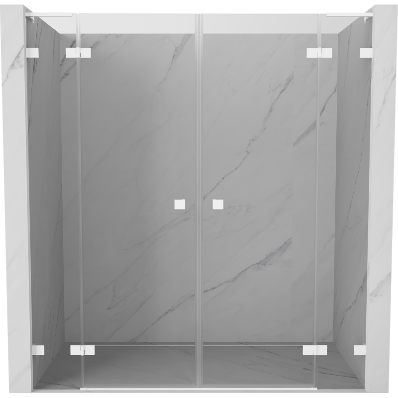 Mexen Lunar L Duo Hinged Shower Doors 190 cm, Transparent, White - 834DL-190-000-20-00