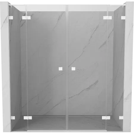 Mexen Lunar L Duo shower door hinged 200 cm, transparent, white - 834DL-200-000-20-00