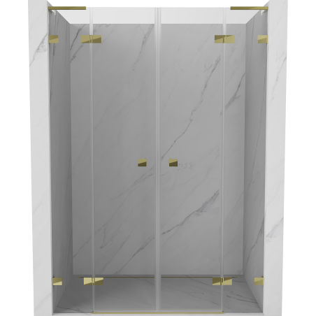 Mexen Lunar L Duo hinged shower doors 140 cm, transparent, gold - 834DL-140-000-50-00