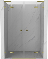 Mexen Lunar L Duo hinged shower doors 140 cm, transparent, gold - 834DL-140-000-50-00