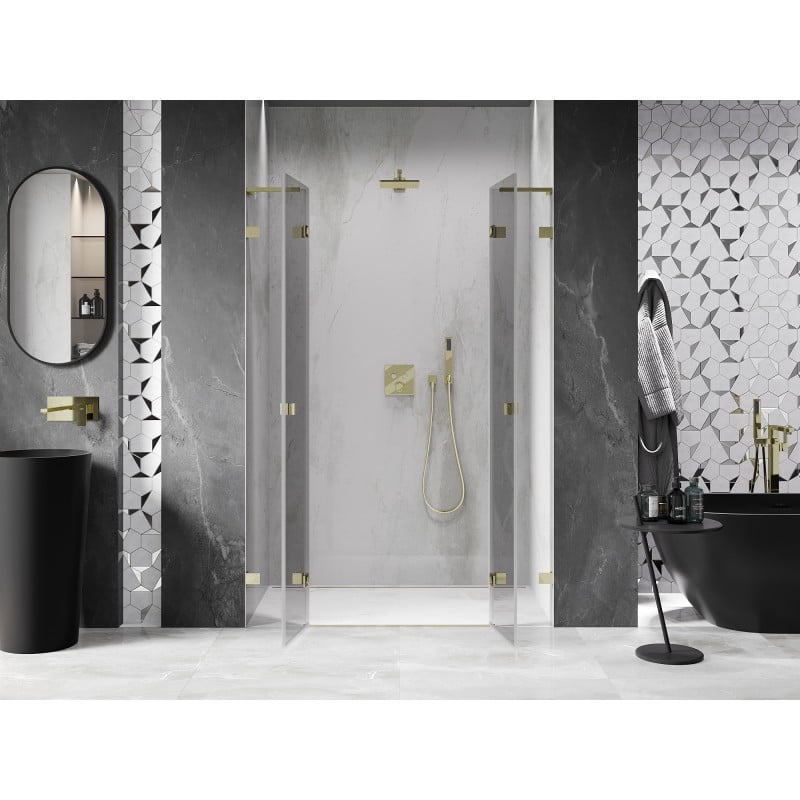 Mexen Lunar L Duo Shower Doors Swing 160 cm, Transparent, Gold - 834DL-160-000-50-00