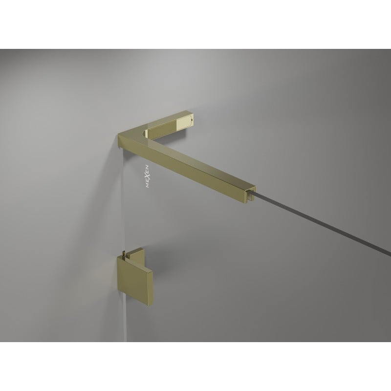 Mexen Lunar L Duo 170 cm Hinged Shower Doors, Transparent, Gold - 834DL-170-000-50-00