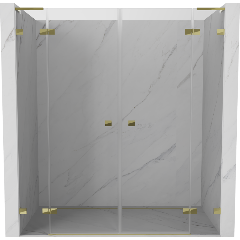 Mexen Lunar L Duo 170 cm Hinged Shower Doors, Transparent, Gold - 834DL-170-000-50-00