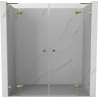 Mexen Lunar L Duo 170 cm Hinged Shower Doors, Transparent, Gold - 834DL-170-000-50-00