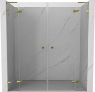 Mexen Lunar L Duo 170 cm Hinged Shower Doors, Transparent, Gold - 834DL-170-000-50-00