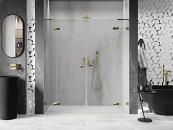 Mexen Lunar L Duo 190 cm Hinged Shower Doors, Transparent, Gold - 834DL-190-000-50-00