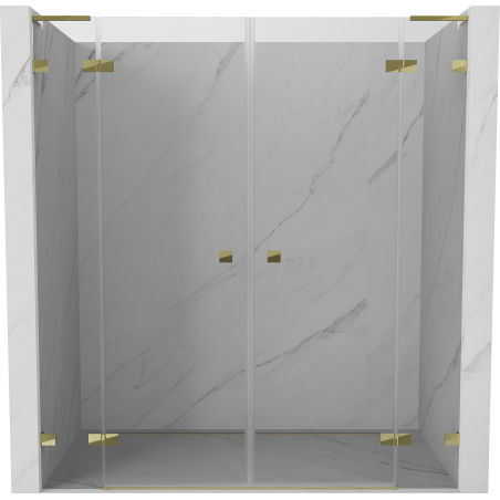 Mexen Lunar L Duo 190 cm Hinged Shower Doors, Transparent, Gold - 834DL-190-000-50-00